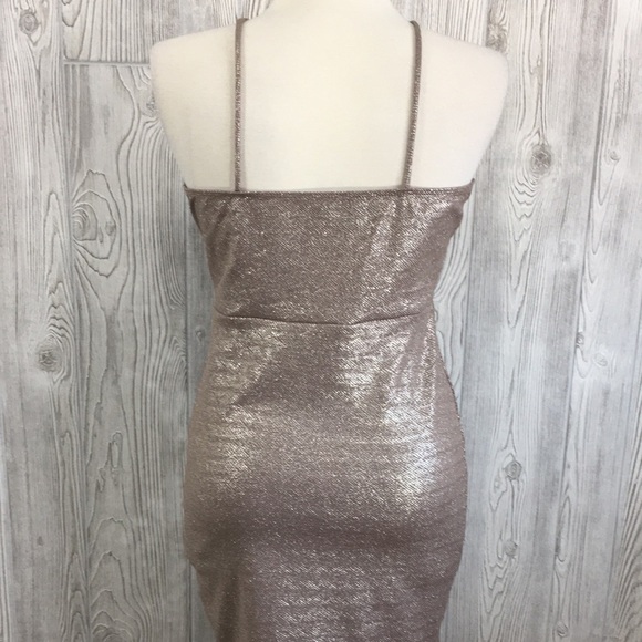 Charlotte Russe Metallic Gold Dress Size Large - Picture 7 of 11